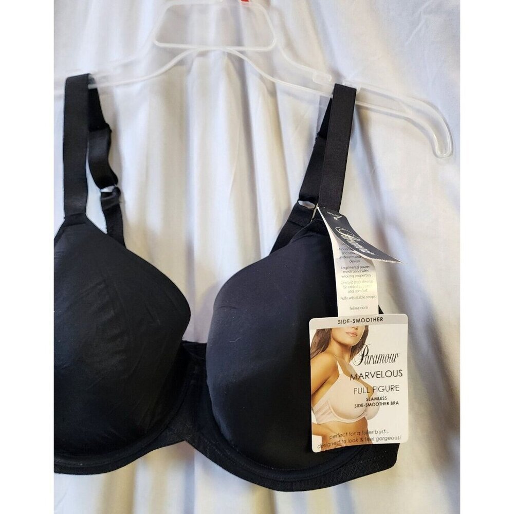 New Paramour Womens Black Underwire Lightly Line Bra Adjustable Straps Size 40C - Picture 2 of 5